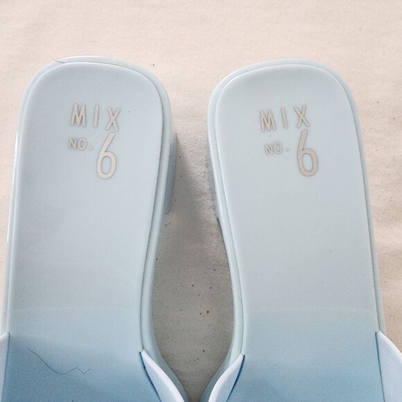 Mix No. 6 Platform Slide Sandals Chunky Block Heel Baby Blue Summer Shoes Size 9 - Picture 4 of 7
